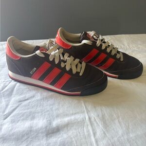 Adidas Men's Black and Red Striped Sneakers